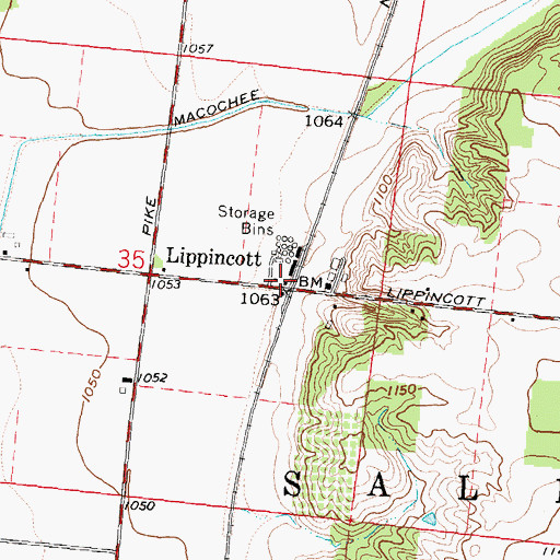 Topographic Map of Lippincott, OH
