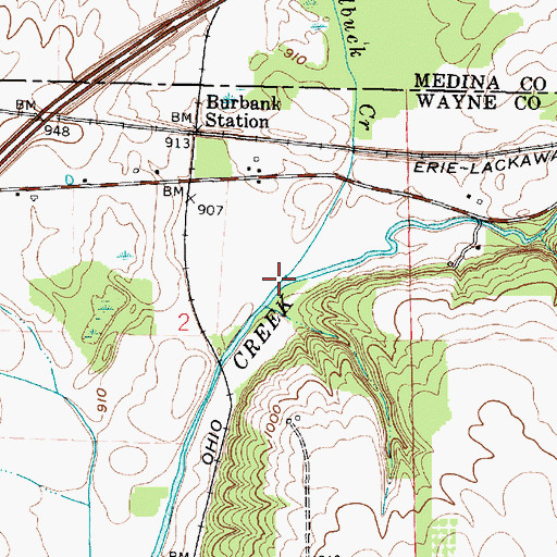 Topographic Map of Little Killbuck Creek, OH