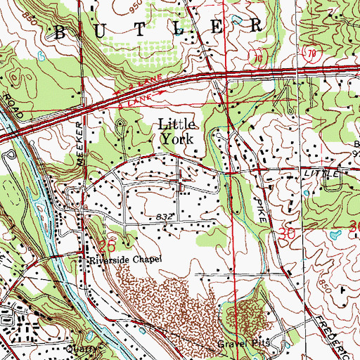 Topographic Map of Little York, OH