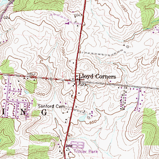 Topographic Map of Lloyd Corners, OH