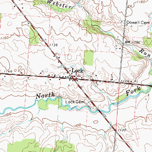 Topographic Map of Lock, OH