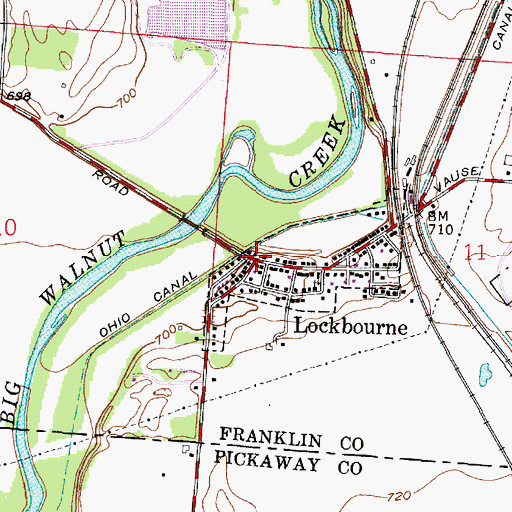 Topographic Map of Lockbourne, OH