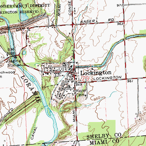 Topographic Map of Lockington, OH