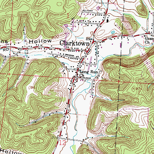 Topographic Map of Long Run Church, OH