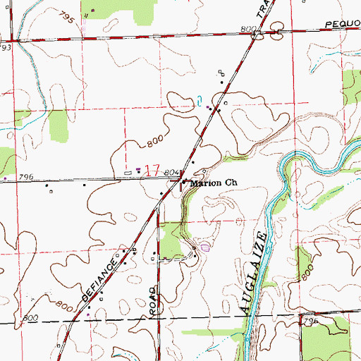 Topographic Map of Marion Church, OH