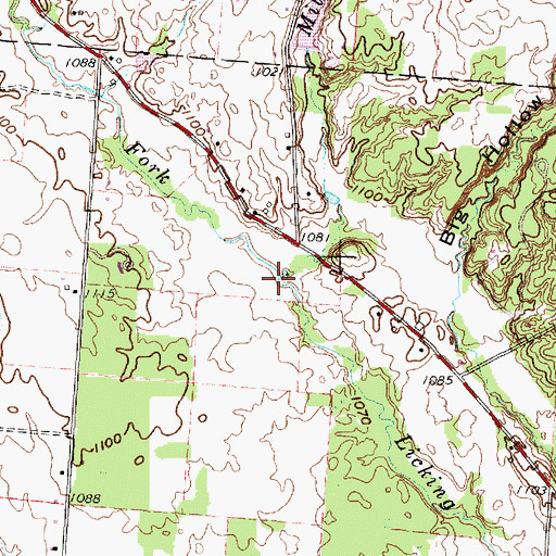 Topographic Map of Mile Run, OH