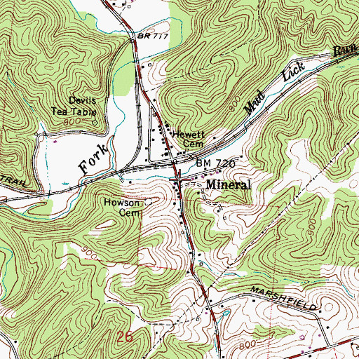 Topographic Map of Mineral, OH