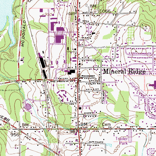 Topographic Map of Mineral Ridge, OH