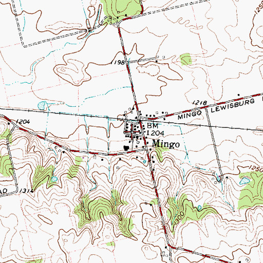 Topographic Map of Mingo, OH