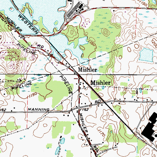 Topographic Map of Mishler, OH
