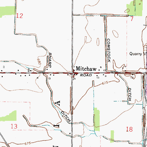 Topographic Map of Mitchaw, OH