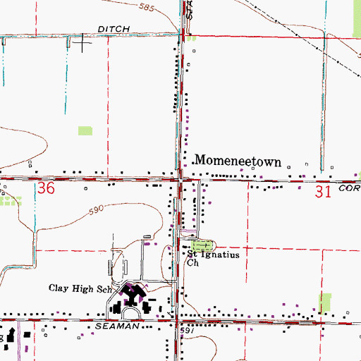 Topographic Map of Momeneetown, OH