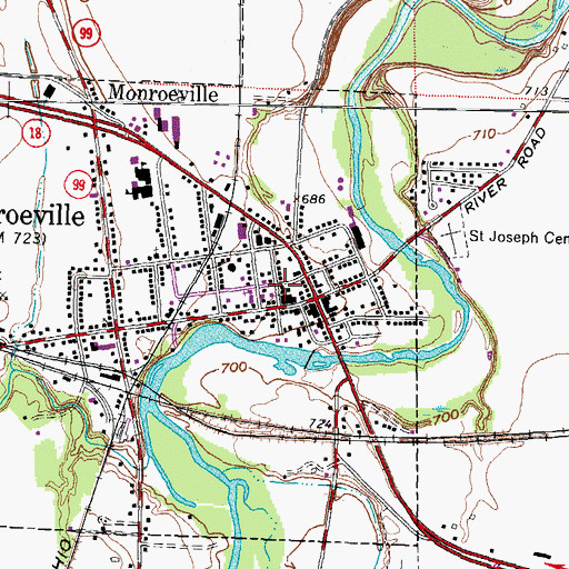 Topographic Map of Monroeville, OH