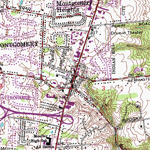 Topographic Map of Montgomery, OH