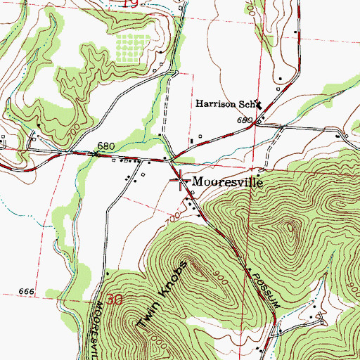 Topographic Map of Mooresville, OH