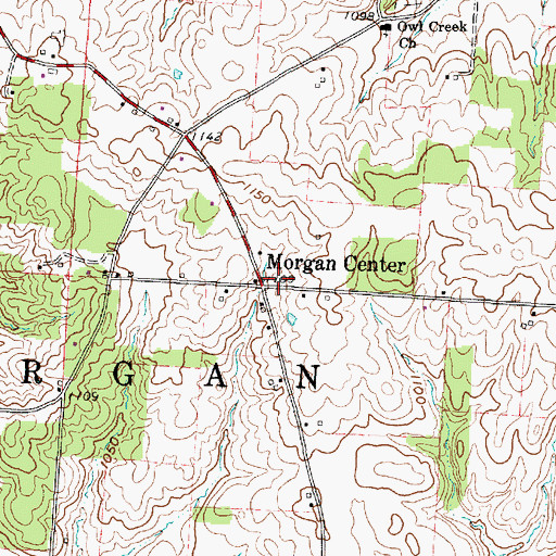 Topographic Map of Morgan Center, OH