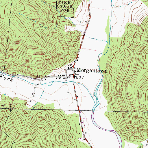 Topographic Map of Morgantown, OH