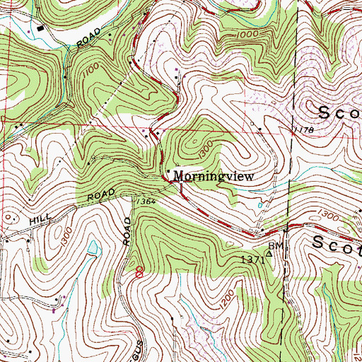 Topographic Map of Morningview, OH