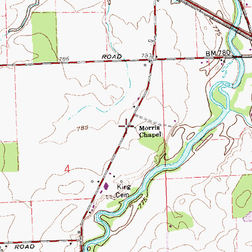 Topographic Map of Morris Chapel United Methodist Church, OH