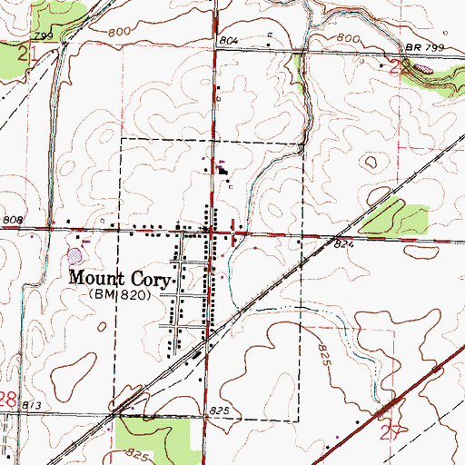 Topographic Map of Mount Cory, OH
