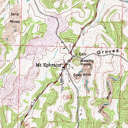 Topographic Map of Mount Ephraim, OH