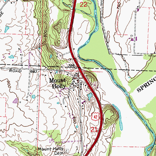 Topographic Map of Mount Holly, OH