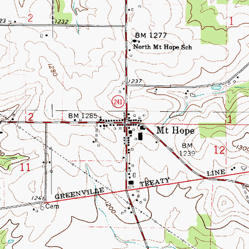Topographic Map of Mount Hope, OH