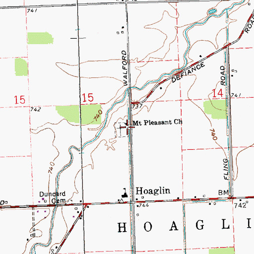 Topographic Map of Mount Pleasant Church, OH