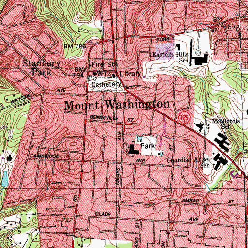 Topographic Map of Mount Washington, OH