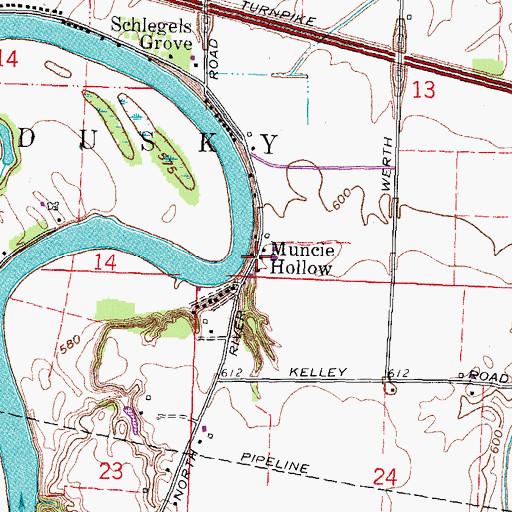 Topographic Map of Muncie Hollow, OH