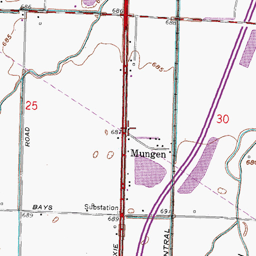 Topographic Map of Mungen, OH