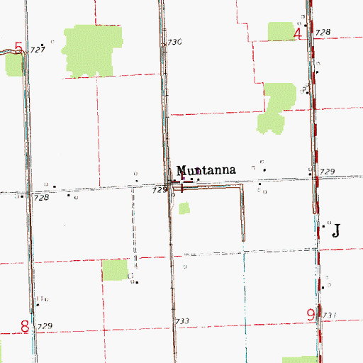 Topographic Map of Muntanna, OH