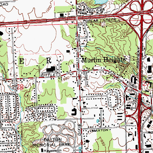 Topographic Map of Murlin Heights, OH