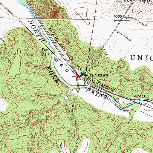 Topographic Map of Musselman, OH
