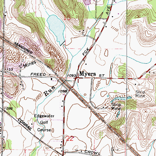 Topographic Map of Myers, OH
