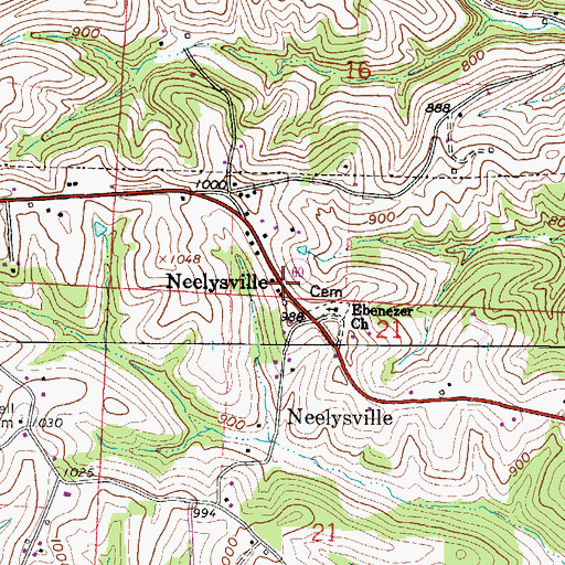 Topographic Map of Neelysville, OH