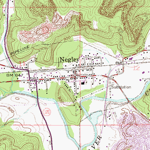 Topographic Map of Negley, OH