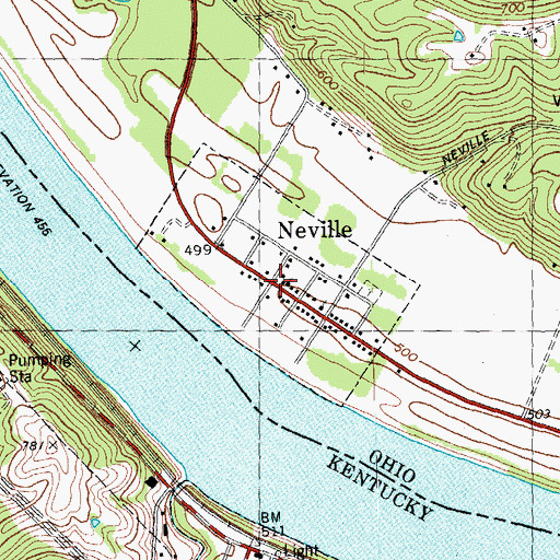 Topographic Map of Neville, OH