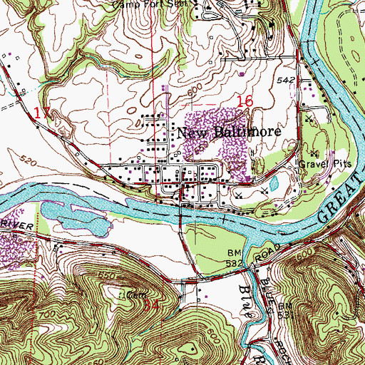 Topographic Map of New Baltimore, OH