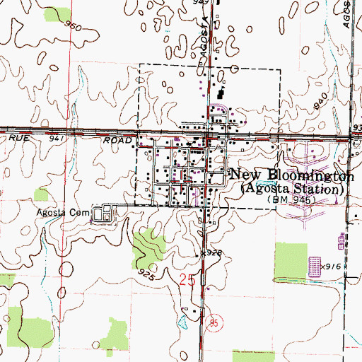 Topographic Map of New Bloomington, OH