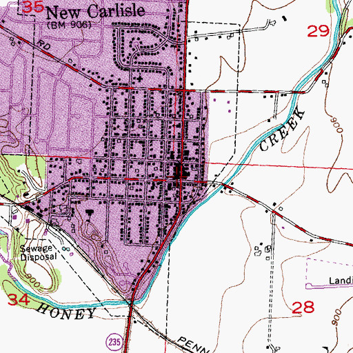 Topographic Map of New Carlisle, OH
