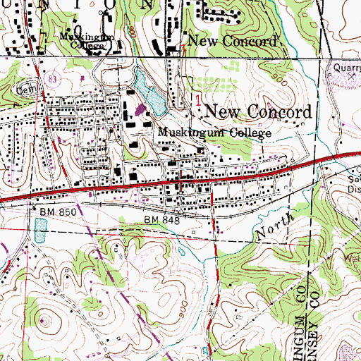 Topographic Map of New Concord, OH