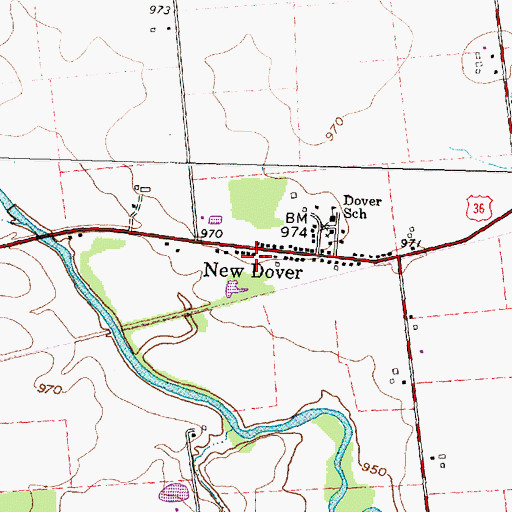 Topographic Map of New Dover, OH