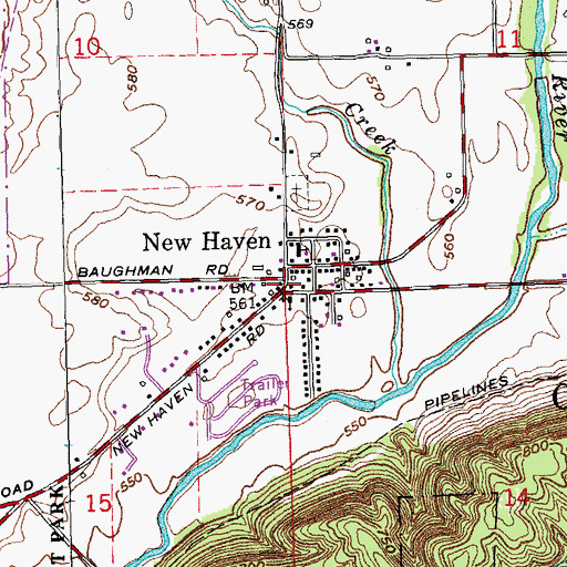 Topographic Map of New Haven, OH