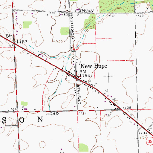 Topographic Map of New Hope, OH