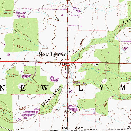 Topographic Map of New Lyme, OH