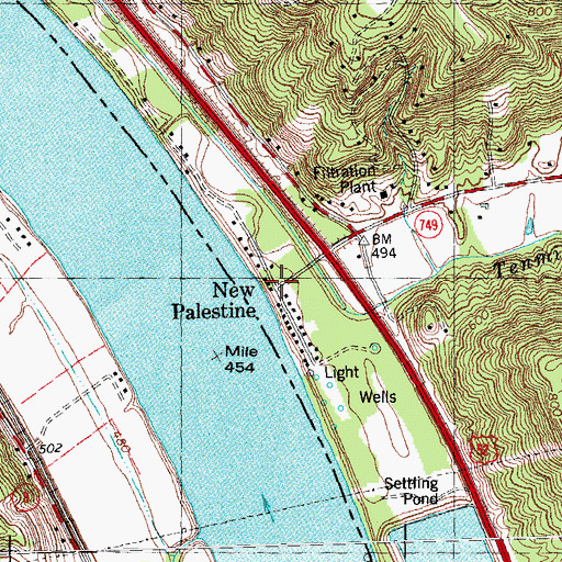 Topographic Map of New Palestine, OH