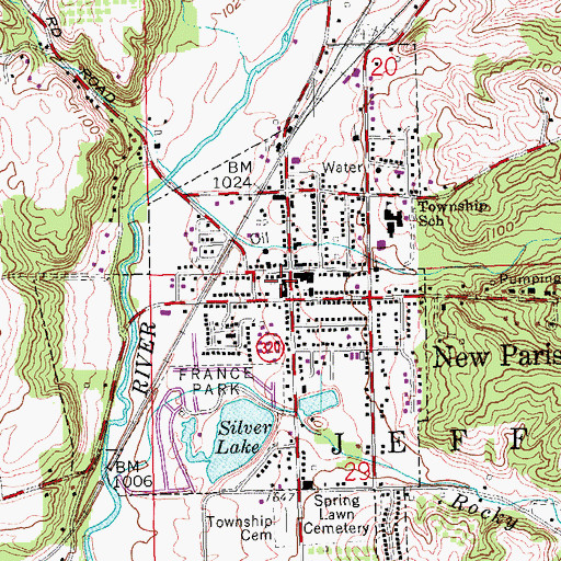 Topographic Map of New Paris, OH