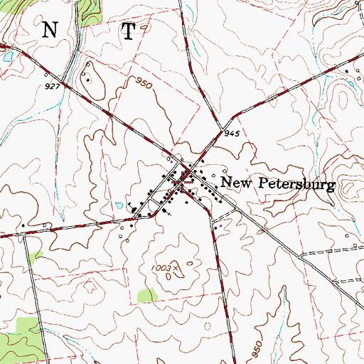 Topographic Map of New Petersburg, OH