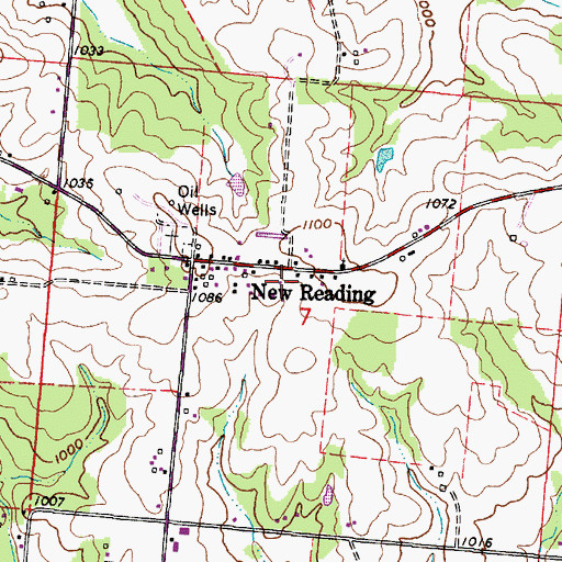 Topographic Map of New Reading, OH